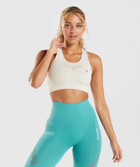 Staniki Sportowe Gymshark Energy Seamless Damskie Białe | PL 491GUW